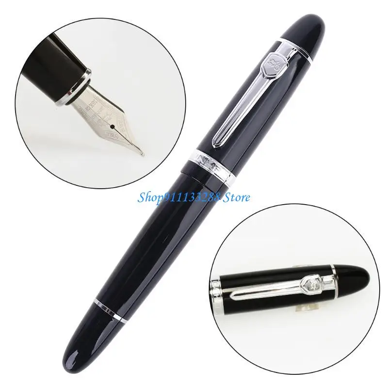 G88D New Jinhao 159 검정색과 은색 M 펜촉 만년필 두꺼운