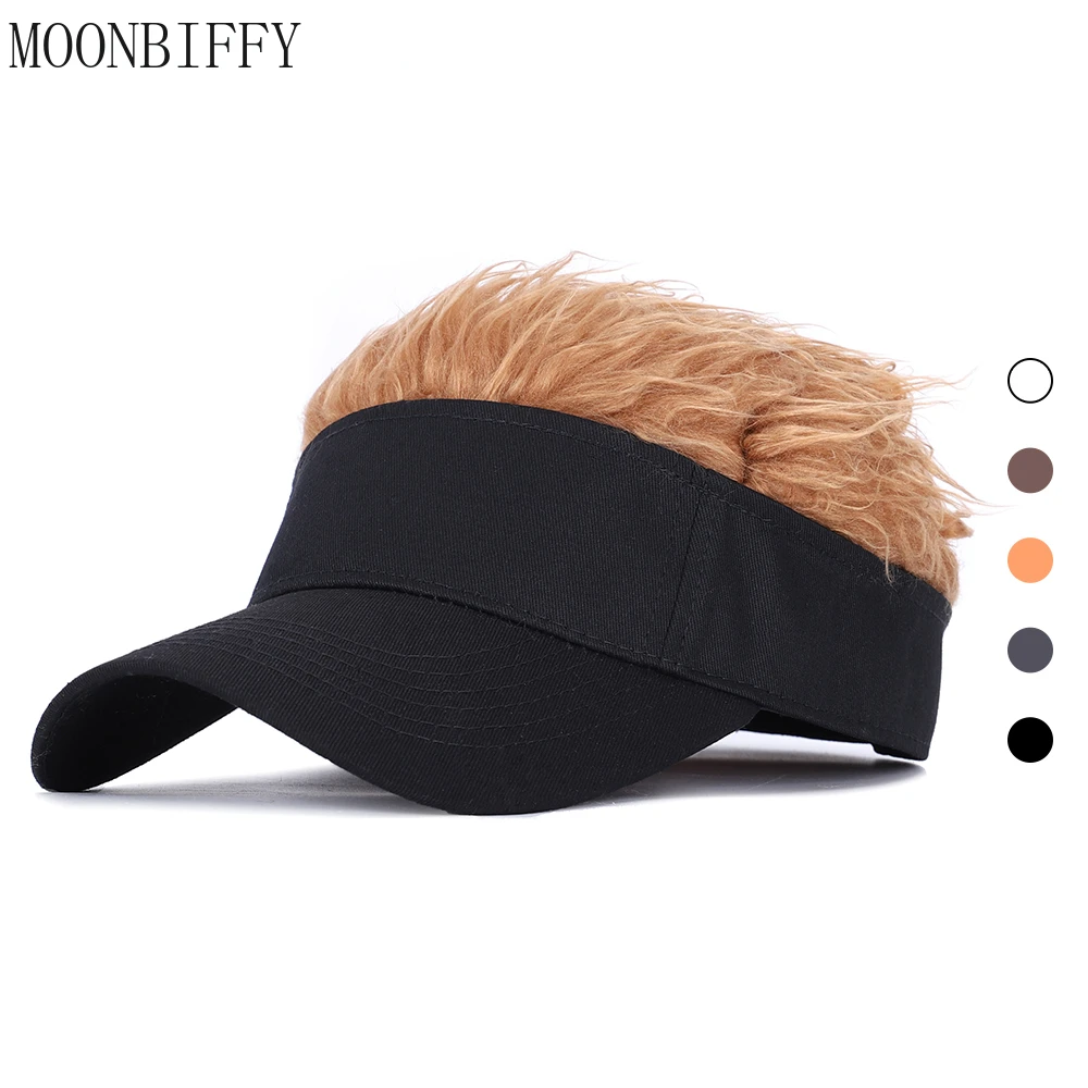 Baseball Cap Men Women Casual Sunshade Adjustable Sun Visor with Spiked Fake Hair