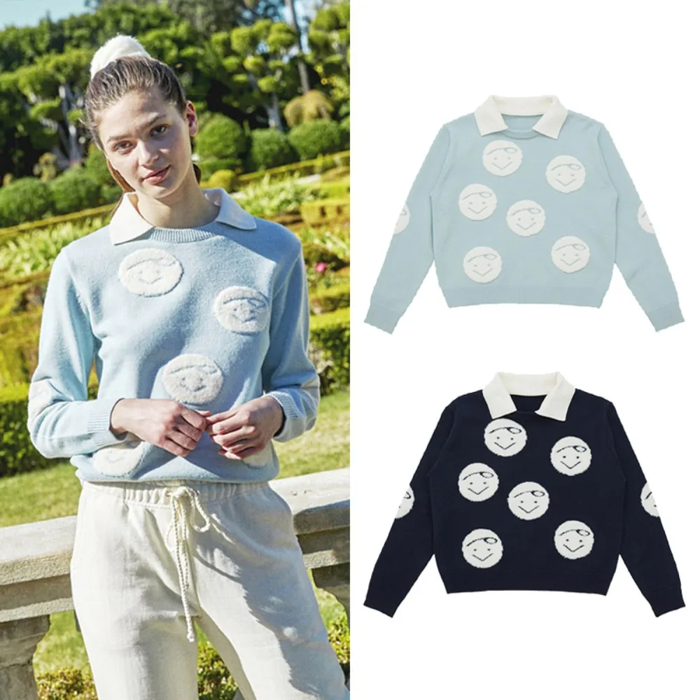 

2024 Women's Knitted Sweater with Lapel Design! Unique Brand Trend, Luxury, Golf Thermal Top, Great Choice for Fall!"