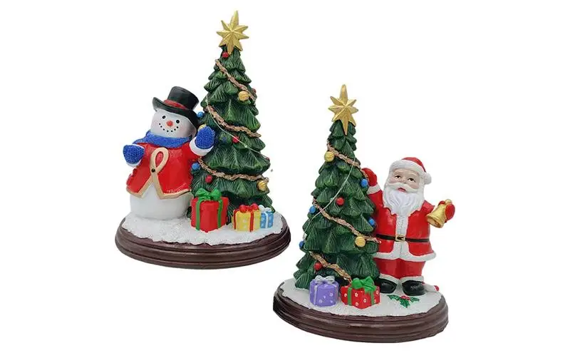 

Santa Claus Statue Ornaments Figurines Miniatures Resin Sculpture Figurine Garden Decoration for Christmas Decor accessories