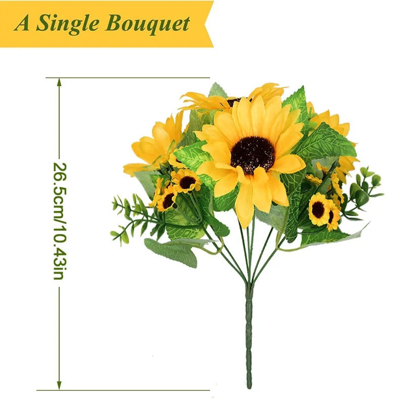 1Bunch 22Heads Artificial Sunflowers Bouquet Home Garden Decoration Silk Flowers Wedding Party Centerpieces Desktop DIY Decor