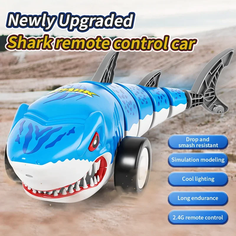 Rc Car Shark Toy with 360degree Spin Swing Shakable Led Stunt Remote Control Toys for Kids Outdoor Play Party Game Birthday Gift