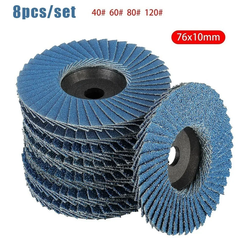 3 Inch 40/60/80/120 Grit Flat Flap Discs 75mm Sanding Grinding Wheels Wood Cutting Metal Grind 8Pcs for Angle Grinder cutting disc abrasive wheel sanding disc sanding flap disc grinding disc grinding wheel