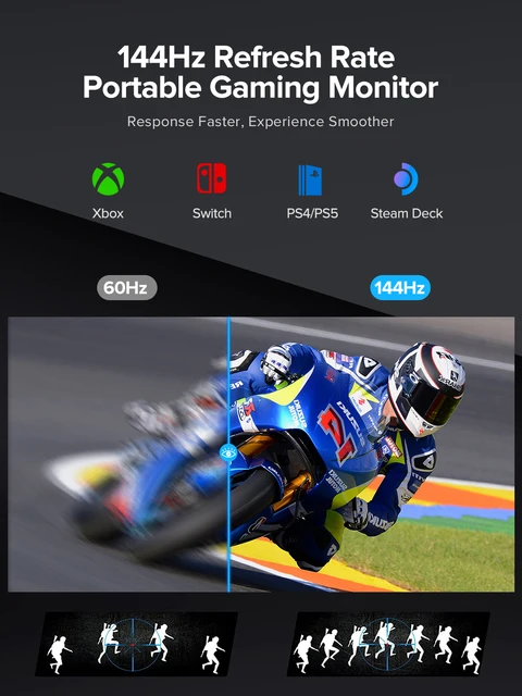 UPERFECT 16.1inch 144Hz Monitor Computer Portable 1080P FHD Gaming Display HDR External Second Screen for Switch Xbox PS5 Laptop 2
