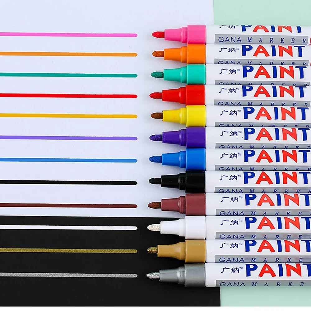 Permanent marker pen 12Pcs waterproof cars wheel tire oily paint marker