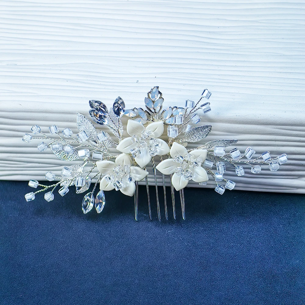 Wedding Hair Comb Clip Bridal Crystal Wedding Hair Accessories for Brides and Bridesmaid Silver