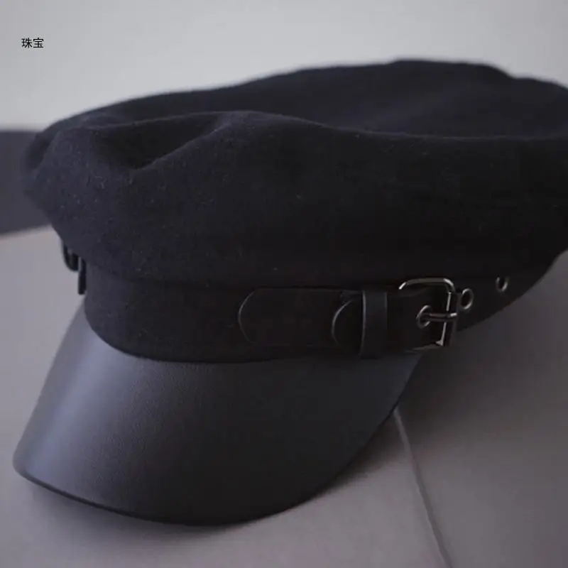 X5QE 레트로 베레모 빈티지 화가 모자 모자 한국어 가죽 버클 팔각형 모자 문학 화가 모자 소년 소녀 청소년을위한 선물