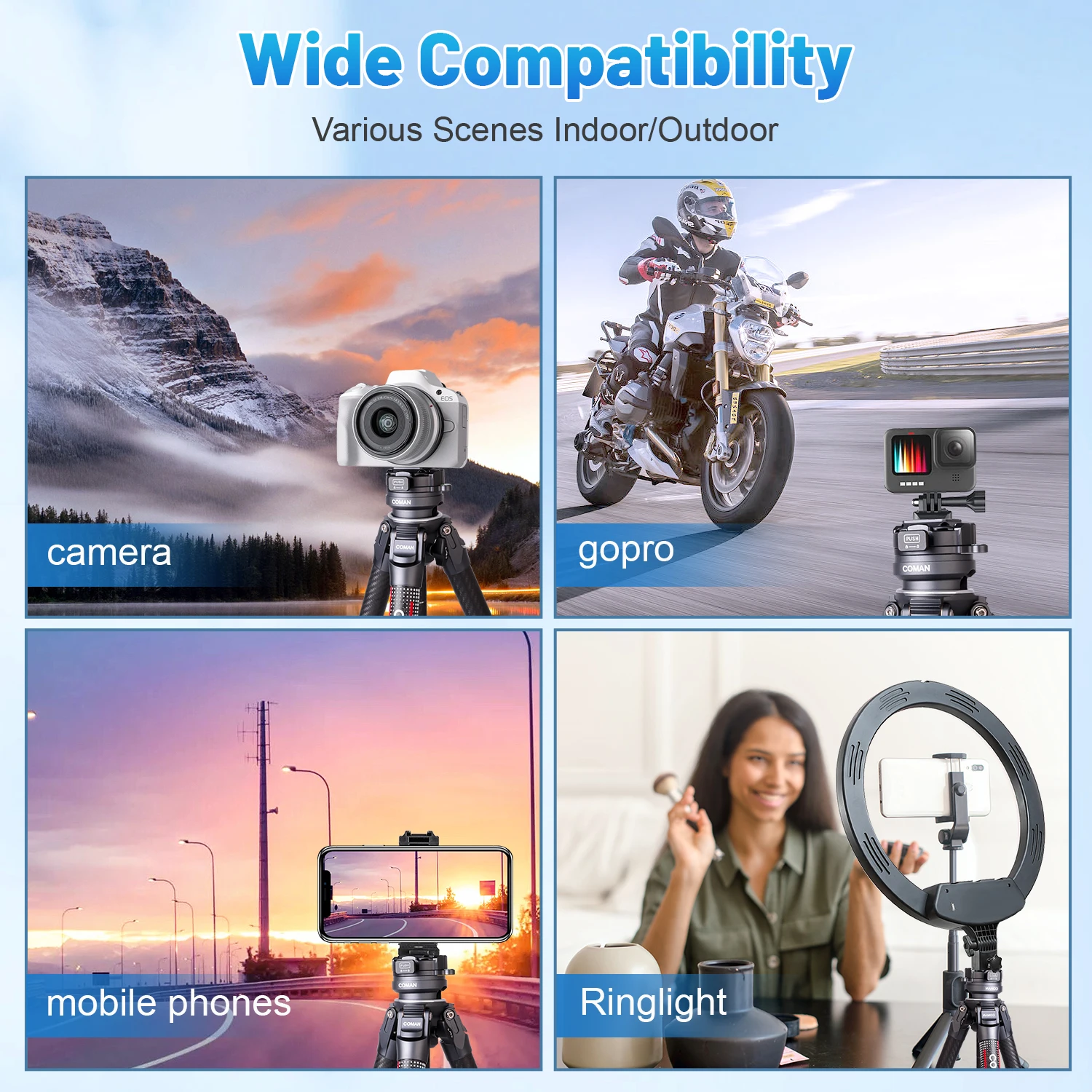 COMAN Light-G  ﰢ, ź , ߿ Ʈ, DSLR ī޶, ޴ ﰢ,   ĵ, LED 