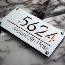 Contemporary 3D Acrylic Address Marker - Custom Laser-Cut House Plaque - 20x14cm (White gold)