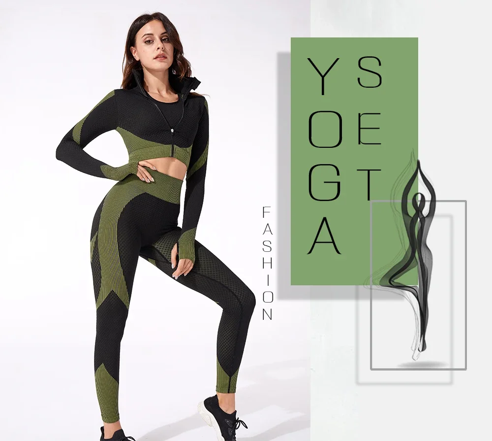 Yoga Sxy 2 pièces Ensemble sport costume sans couture yoga croisé