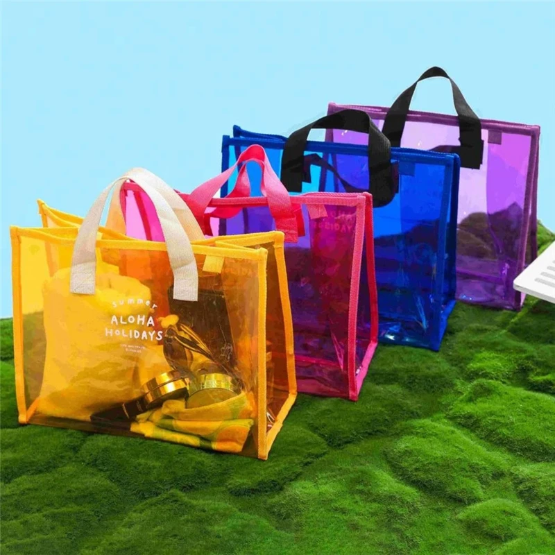 Source custom high quality beach PVC jelly transparent clear plastic shopping  bag with custom logo on m.