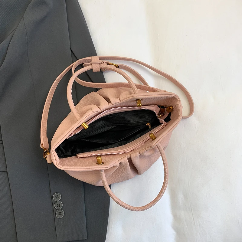 Bolso mujer Hohe Qualität Lichee Muster Pu Leder Schulter Umhängetasche Für Frauen Designer Eimer Handtasche Tote Pendler Tasche – Detail 23