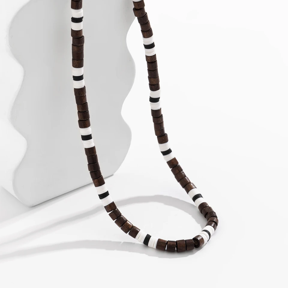 アクセサリー seya handmade wooden necklace High Quality Wood Bead Necklace with metal accents – Kingdom