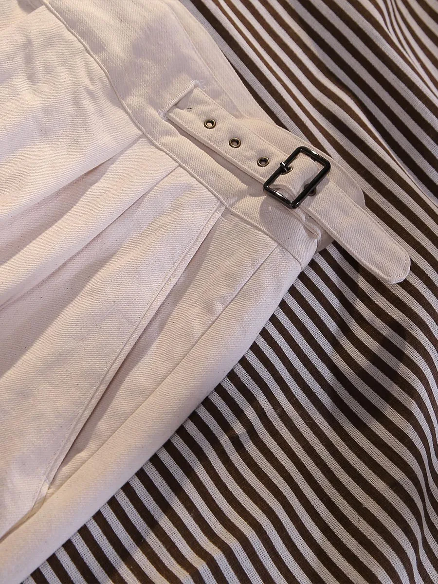 Cotton Shell Seed High Density Bamboo Pure Cotton Gurkha Casual Pants Gurkha Pants High Waist Slim Ninth Pants