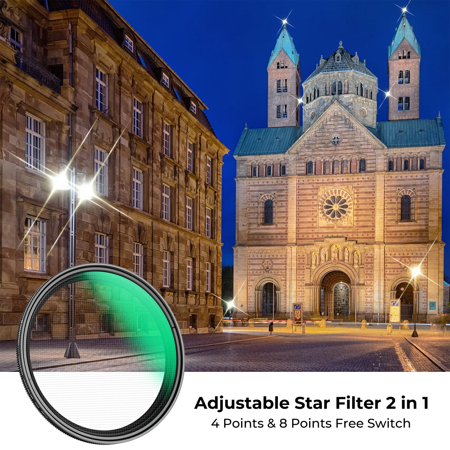 K&F Concept Variable Star Filter Cross Screen Starburst 4-8 Points Filter18 Layer Coating for Camera Lens 49 52 58 67 72 77 82mm 2
