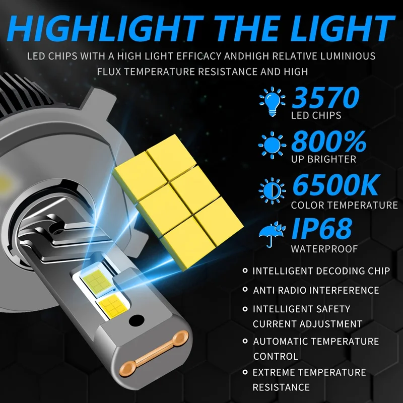 H11 LED 헤드라이트 전구 3000K 4300K 자동차 안개등 9004 9005 HB3 9006 HB4 H1 H7 H8 H9 12V 130W 자동차 램프