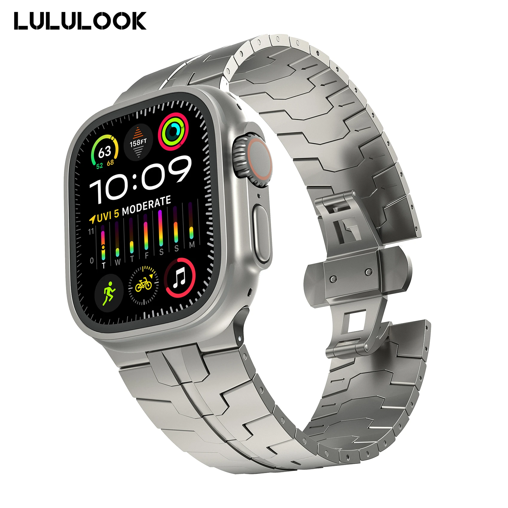 Lululook Cinturino In Titanio Per Apple Watch Ultra 2/Ultra, Grado 2 Cinturino In Metallo Titanio 49Mm Per Iwatch Ultra Titanium Color