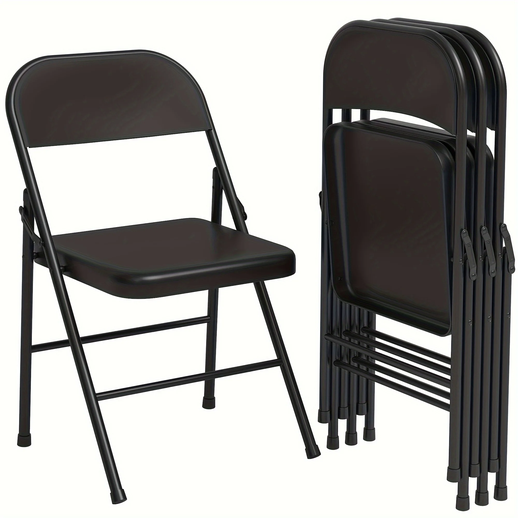 

Folding Chairs Set of 4, Foldable Chairs with Metal Frame Hold Up to 350 Pounds, Portable Folding Chairs Suitable for Dining Roo