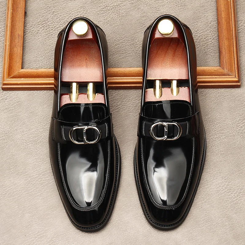 Men's shoes overshoes lacquered leather work wear formal wear high-end wedding shoes large style