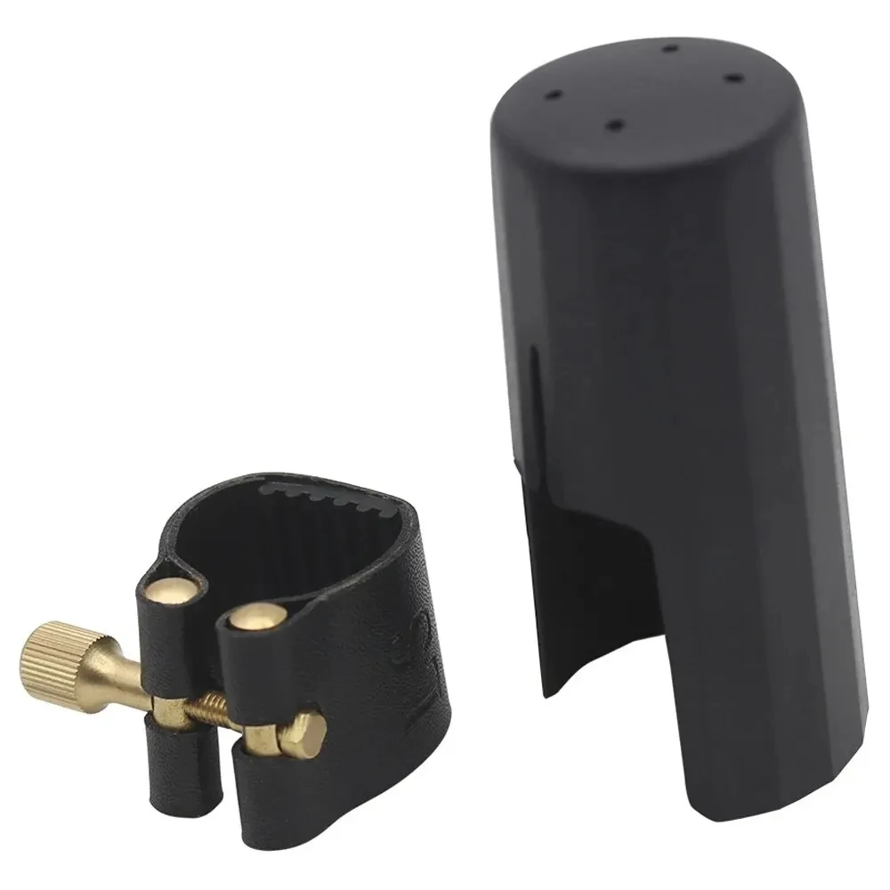 Alto Soprano Tenor Saxophone Clarinet Mouthpiece Ligature And Cap Sax Leather Buckle ClampClip Woodwind Instrument Accessories saxophone ligature