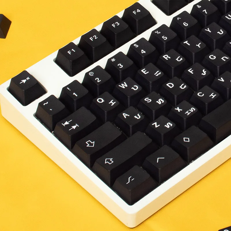 

129 Keys PBT Custom Keycap Cherry Profile Minimalist Black Martian Words Keycaps For GH60/RK61/GK64/87/104 Mechanical Keyboard