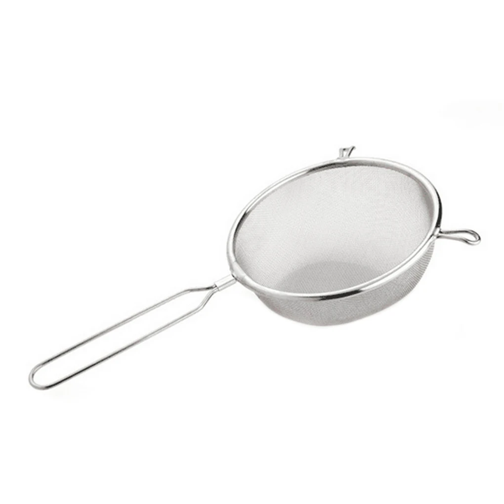 

Stainless Steel Kitchen Fine Strainer Tea Mesh Juice Egg Filter with Long Handle and Hooks