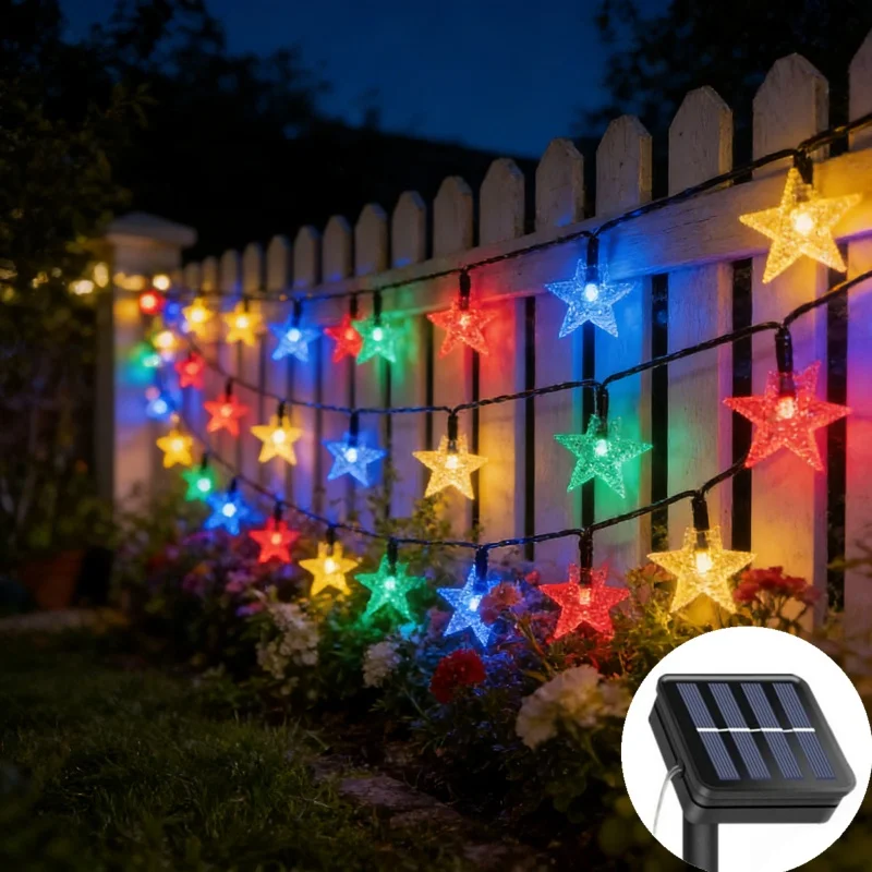 Outdoor Solar Star String Lights - Weatherproof Fairy Lights