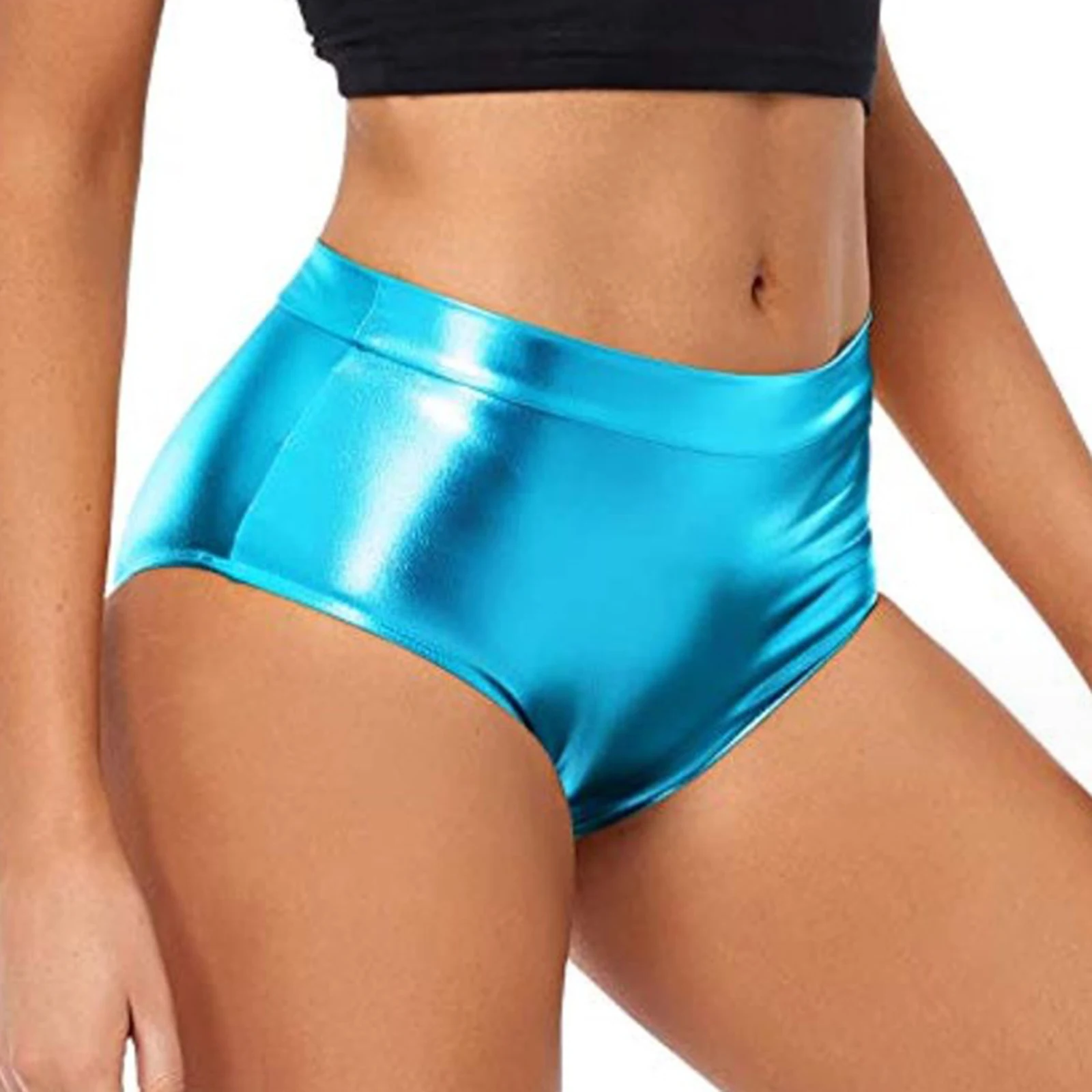 thumbnail image 1 of Braguitas brillantes para mujer, pantalones cortos, ropa de club para baile en barra, pantalones cortos metálicos para gimnasia, pantalones cortos para festivales de música, fiestas rave, 1 of 5
