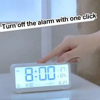 LCD Digital Alarm Clock Mute Electronic Clock Temperature Humidity Calendar Week Display Smart Night Light Mode Bedroom Clocks 2