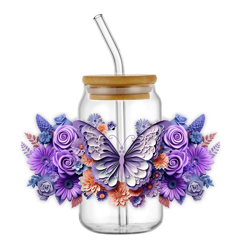 Waterproof Decals 12pcs Wreath Glitter Owls UV DTF Cup Wraps - Waterproof Transfer Stickers For Glass, Furniture & DIY Crafts Glitter Owl Cup Wraps