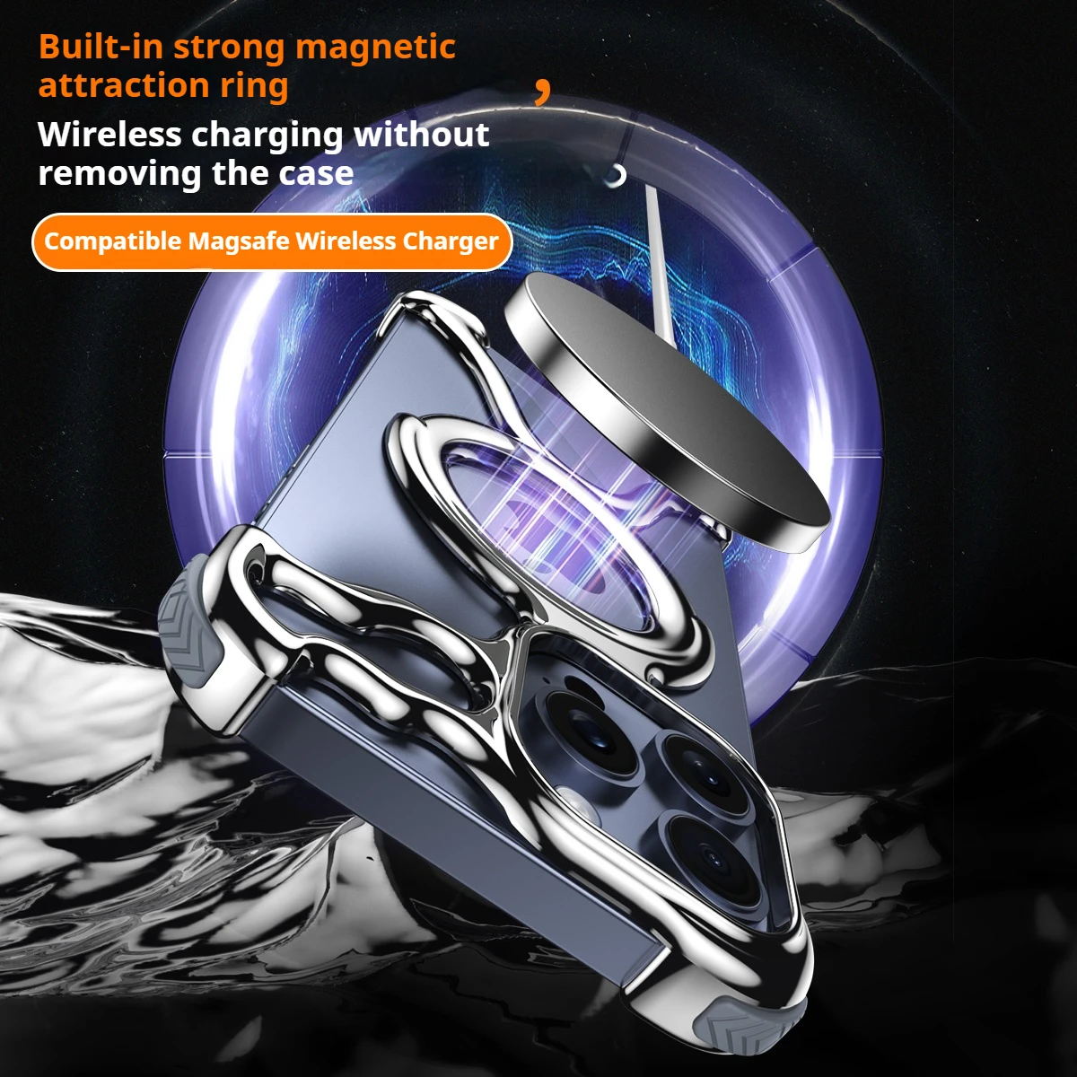 Liquid Metal Phone Case For iPhone 15 14 13 Pro Max Magnetic Suction anti drop Heat dissipation support wireless charging Cover