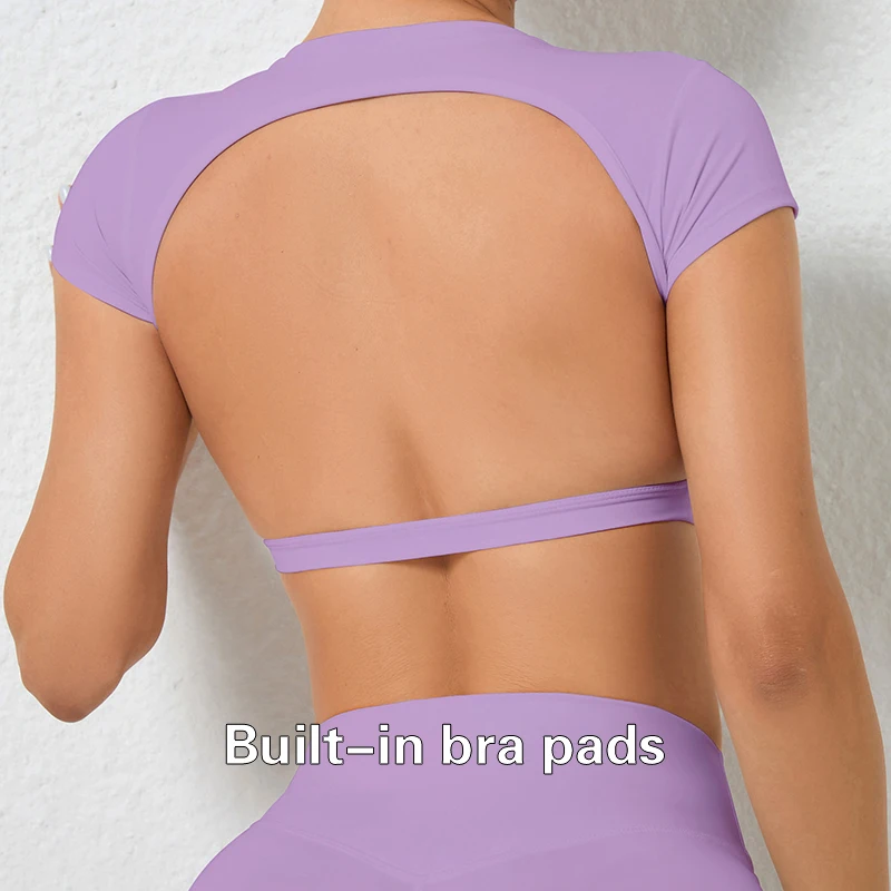 thumbnail image 1 of Hearuisavy, camisas deportivas personalizables, ropa deportiva de entrenamiento, ropa de Yoga sin espalda, almohadillas para el pecho, Tops cortos deportivos, Top de gimnasio para mujer, 1 of 5