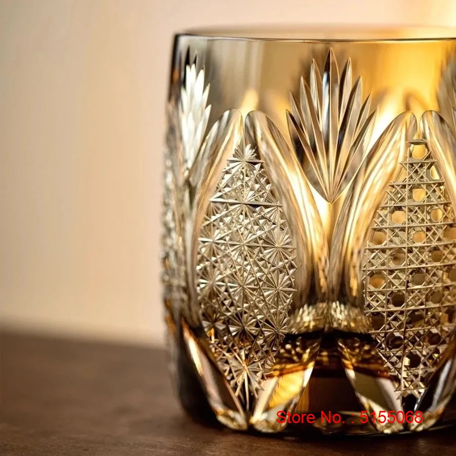 手彫りクリスタルホワイトライム江戸切子ワイングラス高級ウイスキー