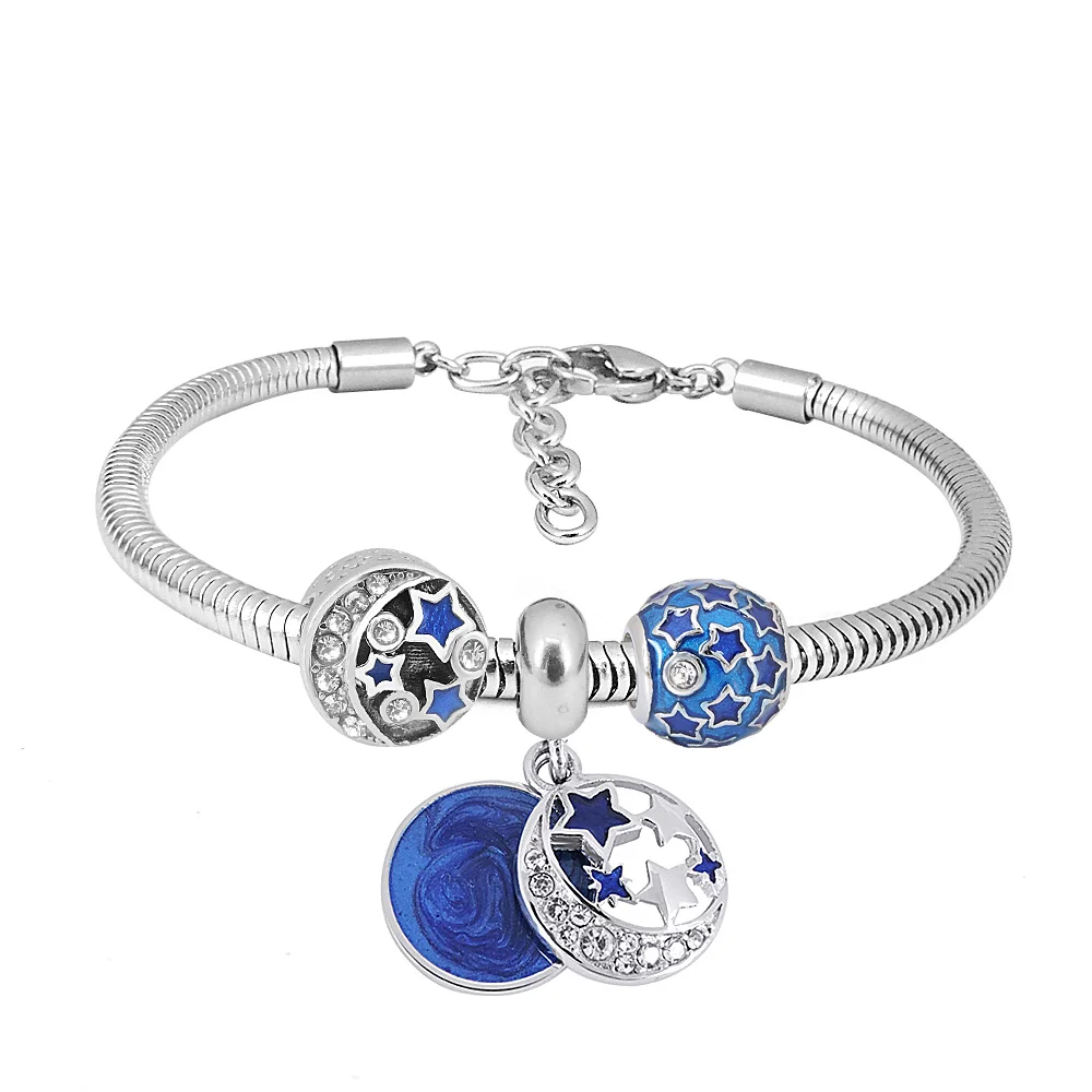Regalo Estivo Star Heart Double & Blue Hot Air Balloon Ciondola Charms Beads Fit Original Pandoraer Silver Color Bracciale Jewelry