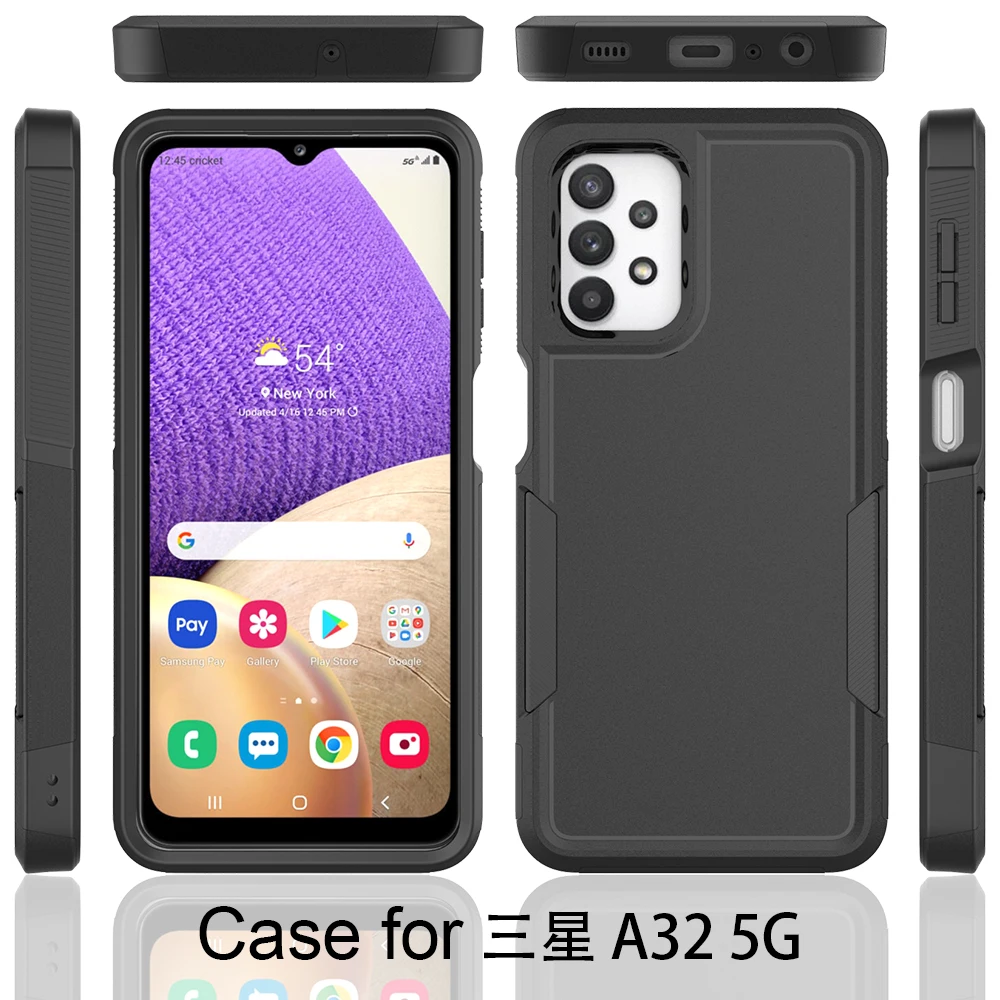 삼성 갤럭시 A32 5G / A32 4G 전화 커버용 하이브리드 갑옷 케이스 2in1 TPU/PC 쉘 듀얼 레이어 하드 강력한 충격 방지 보호