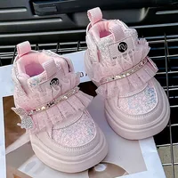 Korean Style Princess Shoes For Girls Rhinestone Sequins Bling Children's Sport Shoes Soft-soled Sneakers For Kids Fashion Shoes 1