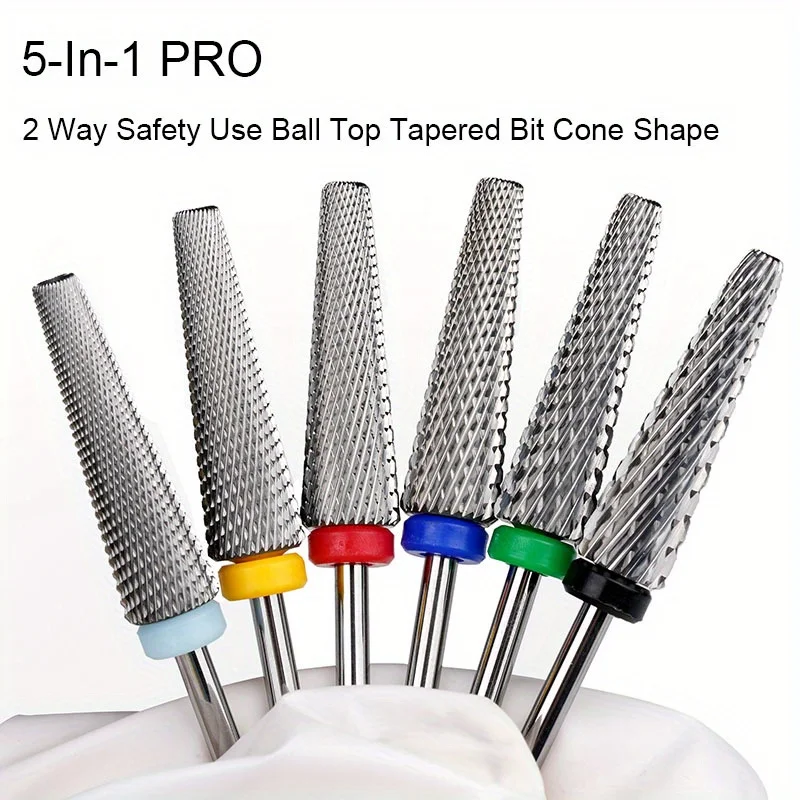 Description Picture 2 of itemSuper Long 5 in 1 Nail Drill Bits Cross Tapered Carbide Bit 3/32" Two-way Rotate Electric File Manicure Drills Accessories