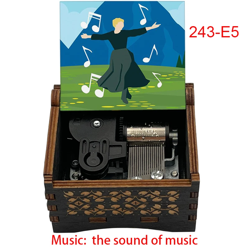 Charming Wooden Music Box with Famous Movie Melody
