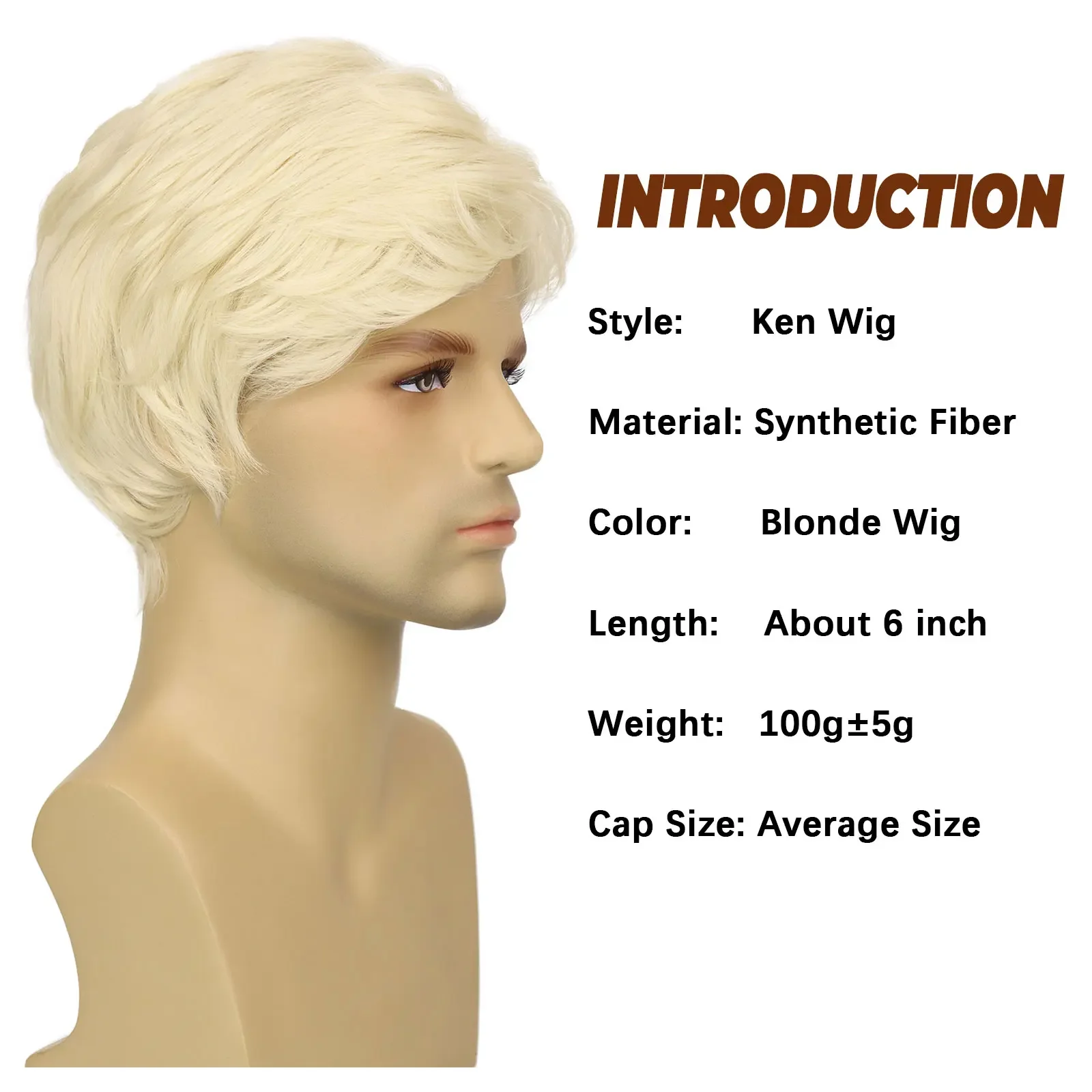 Blonde Men's Wig Short Synthetic Pixie Ken Wig Heat Resistant Synthetic Platinum Blonde Wigs for Halloween Costume Party