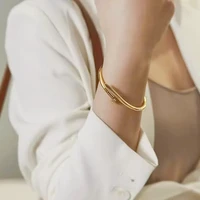 RAKOL Simple 316 Nail Light Luxury Titanium Steel Jewelry Women's High Quality Bracelet Multi Functional Non-fading Hand Jewelry 3