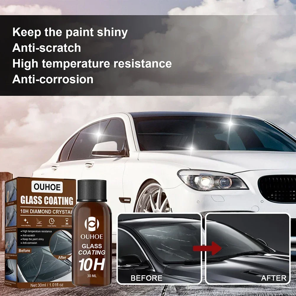 30ml 10H Diamond Ceramic Glass Coating Care Wax Crystal Car Care For Front Windshield Side Glass Sunroof Rearview Mirror auto ceramic coating liquid