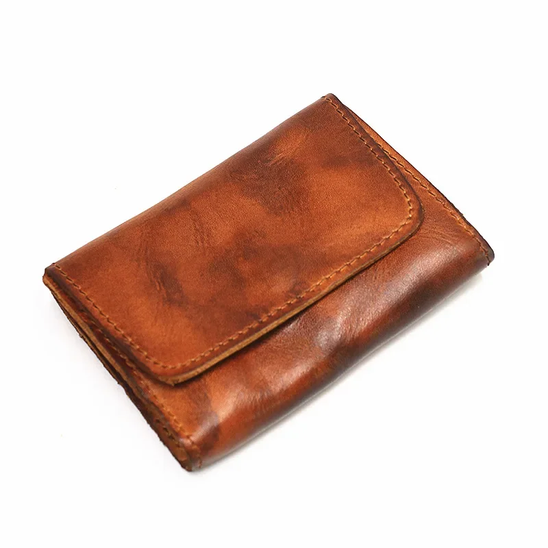 Genuine Leather Wallet for Men Women Brand Vintage Handmade Short Small Men's Wallets Card Holder Original Leather Coin Purse 5