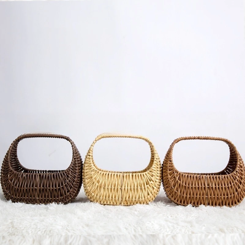 Flower  Woven Basket Plastic Rattan   Arrangement