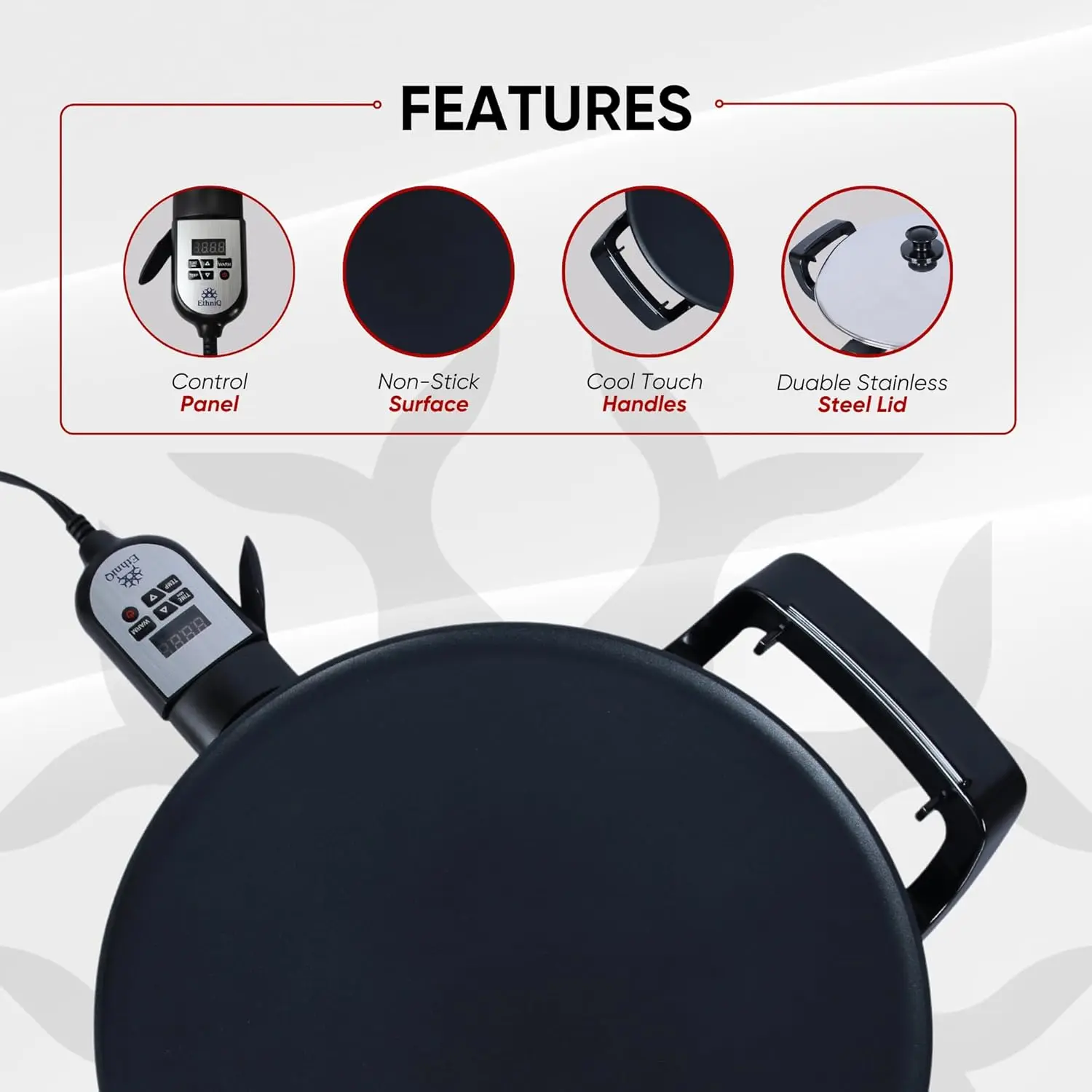 Ethiopian Injera, Somalian Anjero, Crepe, Lefse, Mogogo, Mitad, Pancake Teff Maker - Adjustable Digital Heat Control - Non-Stack 2
