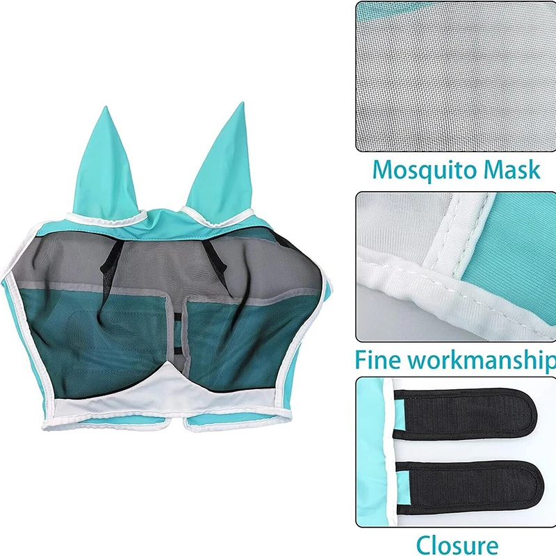 Horse Mask Stretchy Adjustable Breathable Anti-uv Anti-mosquito Horse Hood Mesh Fly Protective Cover Equestrian Equipment 5