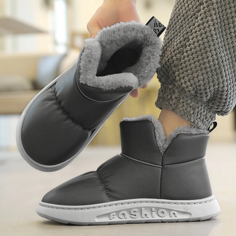 

Men Boots Waterproof Winter Boots Lightweight Snow Boots Warm Fur Men Shoes Plus Size 47 Unisex Ankle Boots Slip on Casual Shoes