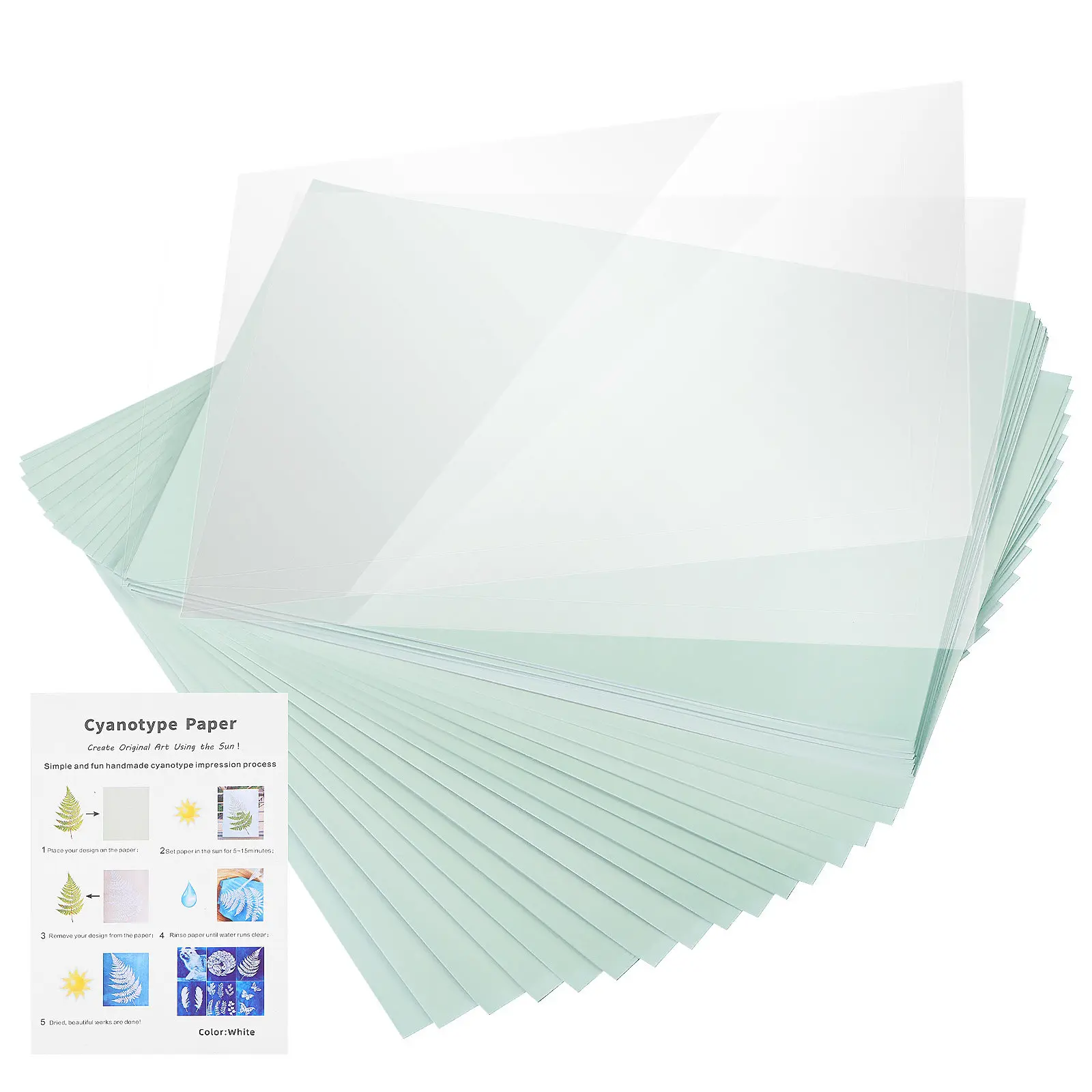 1세트 사이아노타입 용지, 태양광 인쇄 용지, 섬유 소재 DIY 아트 프로젝트 공예 용품, 썬 프린트 키트