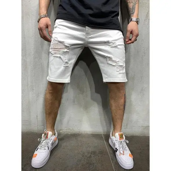Denim Shorts Korean Style Summer Men's Wide Leg Denim Shorts Casual Baggy Short Jeans Male