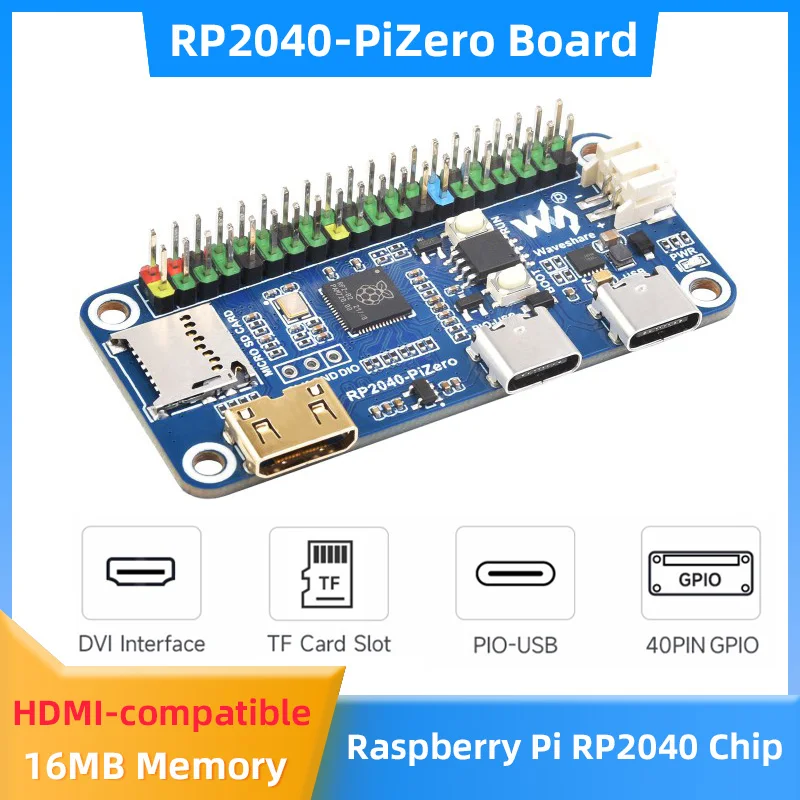 Placa de Desenvolvimento Base em Raspberry pi Rp2040 16mb de Memória Flash x tipo c Mini Porta Compatível com Hdmi tf Card Slot Rp2040-pizero