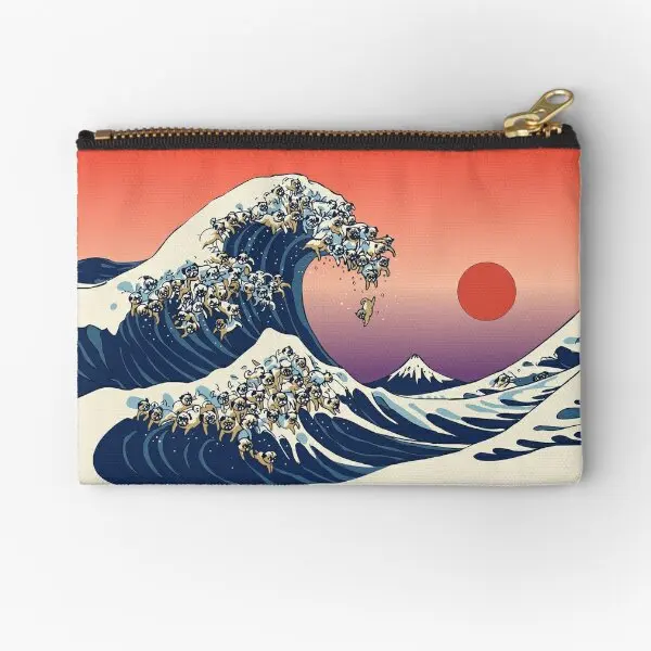 

The Great Wave Of Pug Zipper Pouches Coin Panties Wallet Pocket Cosmetic Packaging Women Key Money Socks Men Bag Pure Storage